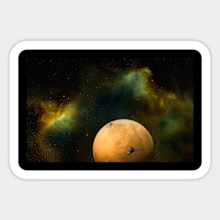 Aproaching Mars Space Station Sticker